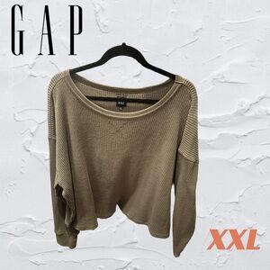 🔶3/15✌️*FAIR* GAP | XXL | Olive oversized waffle long sleeves sweater ❗️read